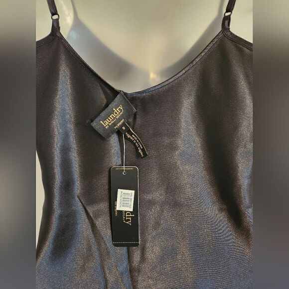 NWT Laundry by shelli segal black satin mini cocktail dress size 0 - Picture 7 of 7